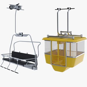 Ski Lift and Cabin 3D Models Collection 3D model