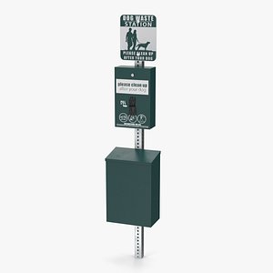 Pet Waste Station with Square Can Green model
