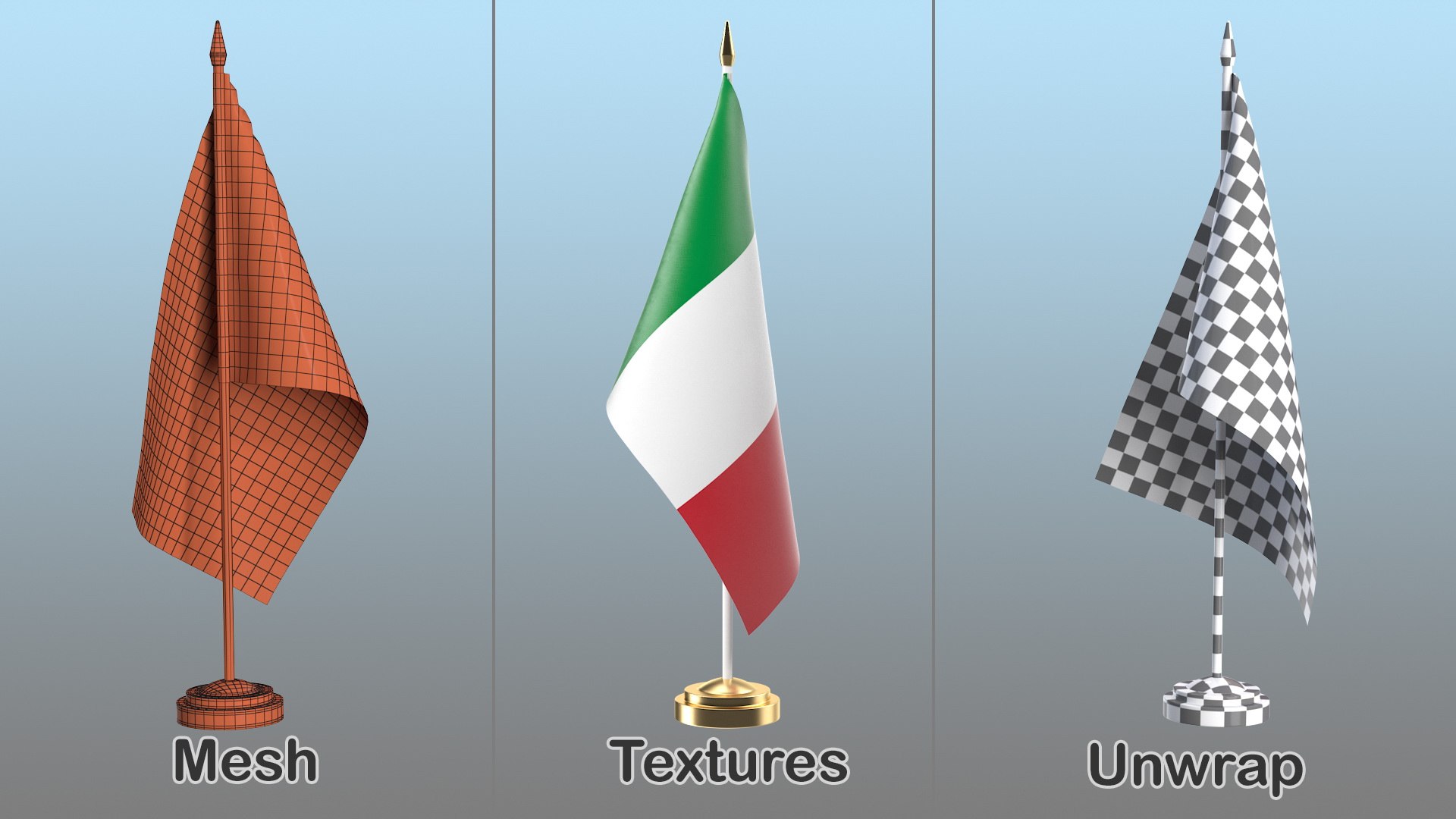table flag italy 3D https://p.turbosquid.com/ts-thumb/zX/57iaqJ/IclEo2be/tableflagitaly3dmodel008/jpg/1574862144/1920x1080/fit_q87/ba8f7979876596a774c7b1e31783cdd54aca0266/tableflagitaly3dmodel008.jpg