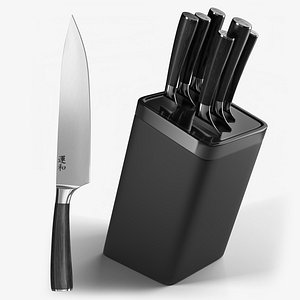 Japanese Knives Set 3D model