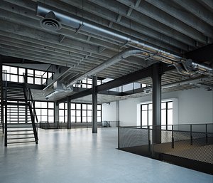 3D Industrial Loft Office - three floors - model