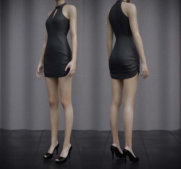Drawstring Little Black Dress Model 3D