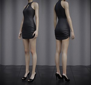 Drawstring Little Black Dress Model