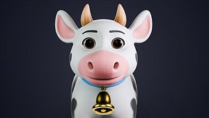 Stylized Cartoon Cow 3D Model- Cute Farm Animal 3D model