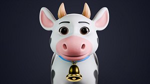 Stylized Cartoon Cow 3D Model- Cute Farm Animal