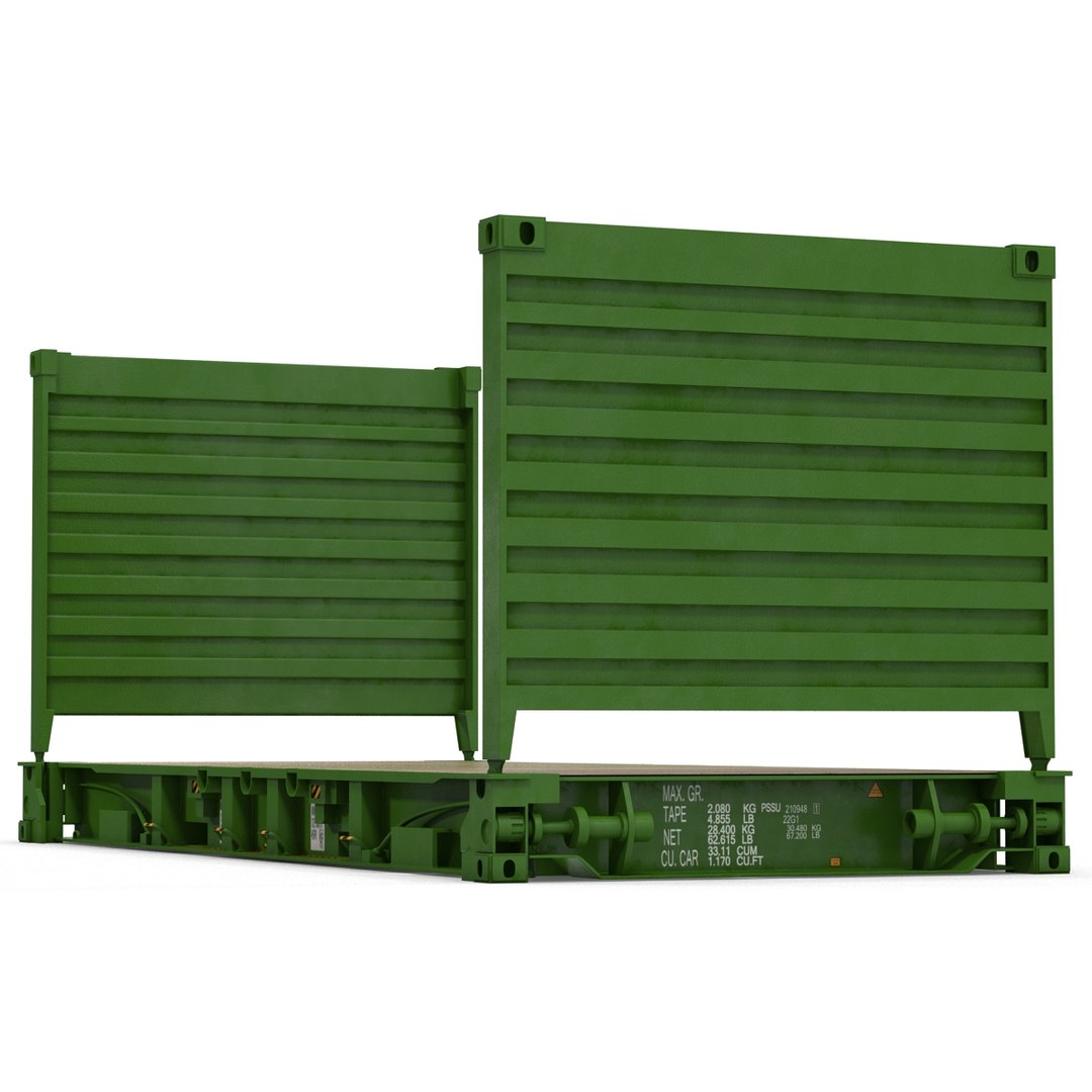 C4d Flat Rack Container Green