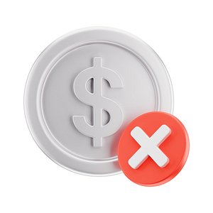 Coin Dollar Cancel Icon 3D model