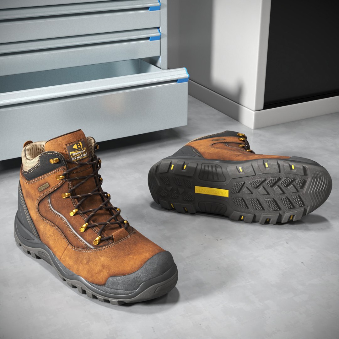 Buckbootz BSH002 Hiker Safety Boots S3 3D model preview