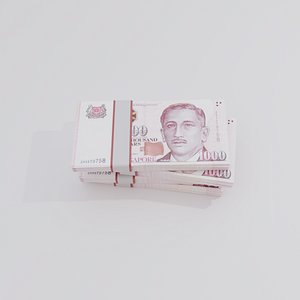 3D 1000 Singapore Dollar Currency model