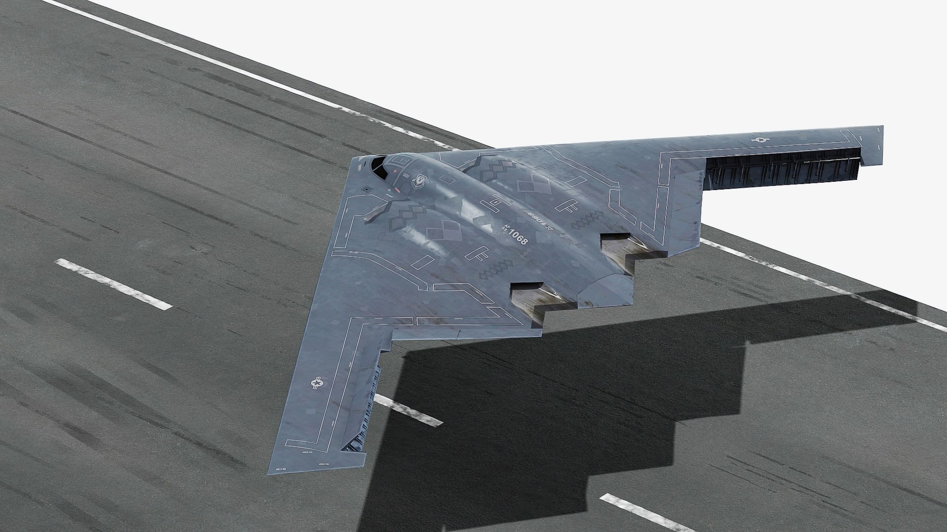 Bomber Jet B 2 Spirit Landing Animated Rigged for Cinema 4D 3D model preview