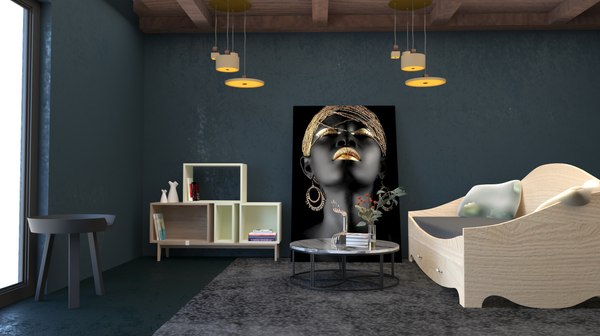 interor living decor room 3D model