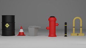 Low Poly Street Elements Game Ready