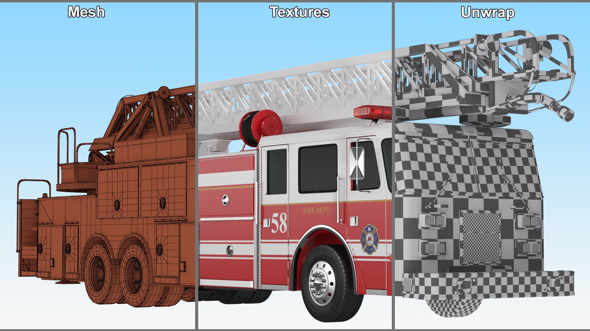 Rear Mount Ladder Fire Truck 3D model - TurboSquid 2134094