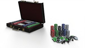 Casino Case with Chips  Poker Chip Carrier Game Room Prop