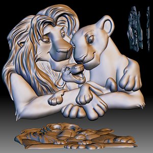 cartoon lions family love 3D
