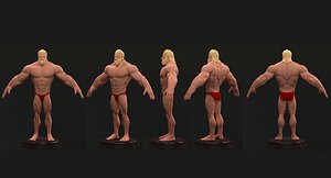 3D wrestler cartoon