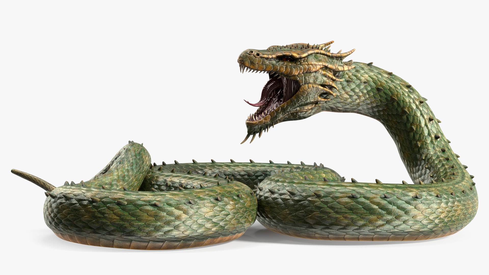 Mythical Serpentine Dragon Rigged for Cinema 4D 3D model preview