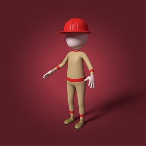 3D cartoon firefighter