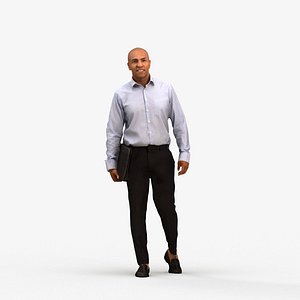 00363Carl011 - Adult Black male walking through office in autumn or spring business attire with brie 3D model