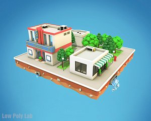 Cartoon City Block Low Poly Cinema
