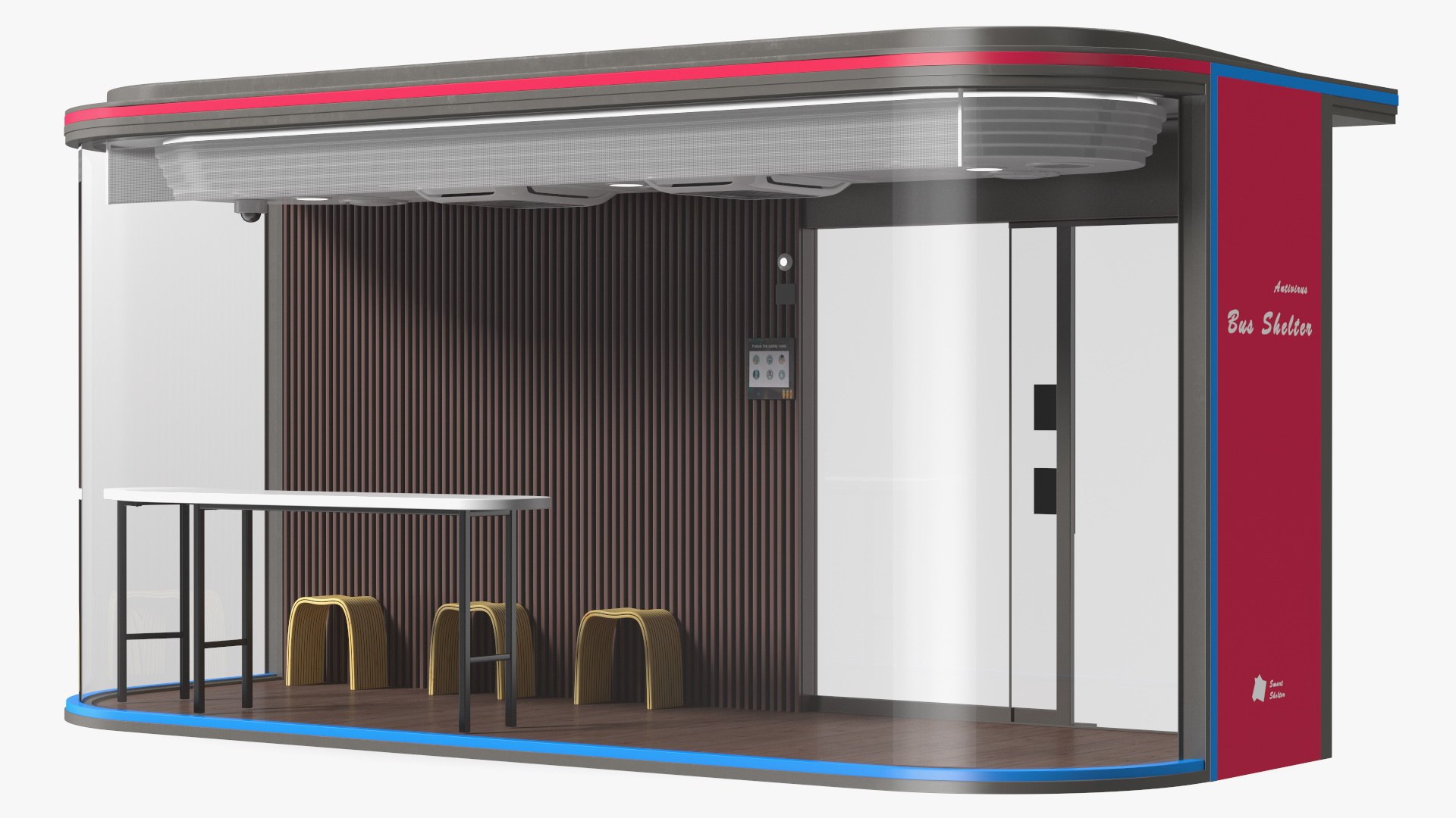 Smart Bus Shelter Virus Blocking 3D model preview