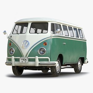 3d volkswagen type 2 green model
