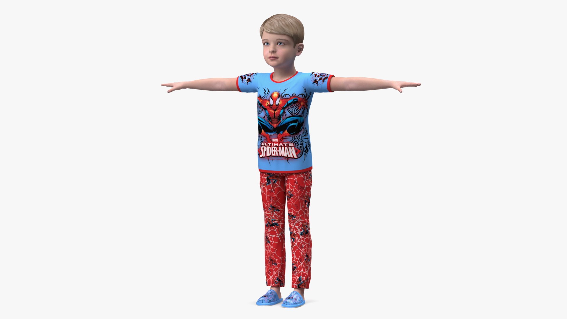 Child Boy Home Style T-Pose 3D model preview