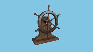 3D Pirate Ship Wheel 01 - Dark Wood - Helm Interior Parts