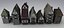 3d model medieval town houses