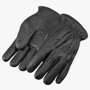 Mens Full Grain Black Leather Gloves model