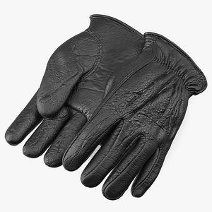 Mens Full Grain Black Leather Gloves