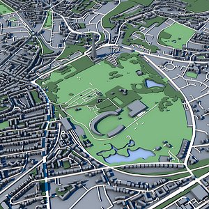 Crystal Palace Park London 3D Model Victorian Park with Dinosaur Court  Maze