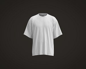 Mens Regular fit t-shirt with Crinkled Texture and stripes 3D model