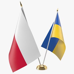 Table Flags Ukraine and Poland