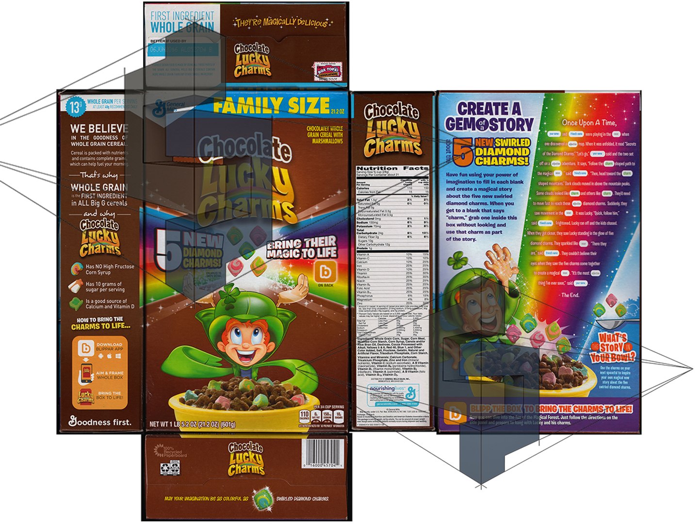 Lucky Charms Chocolate Cereal Box Obj