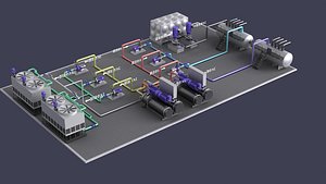 3D Filter cooling tower boiler platform factory industrial