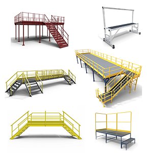 Industrial Stairs Work Platform Collection 3D