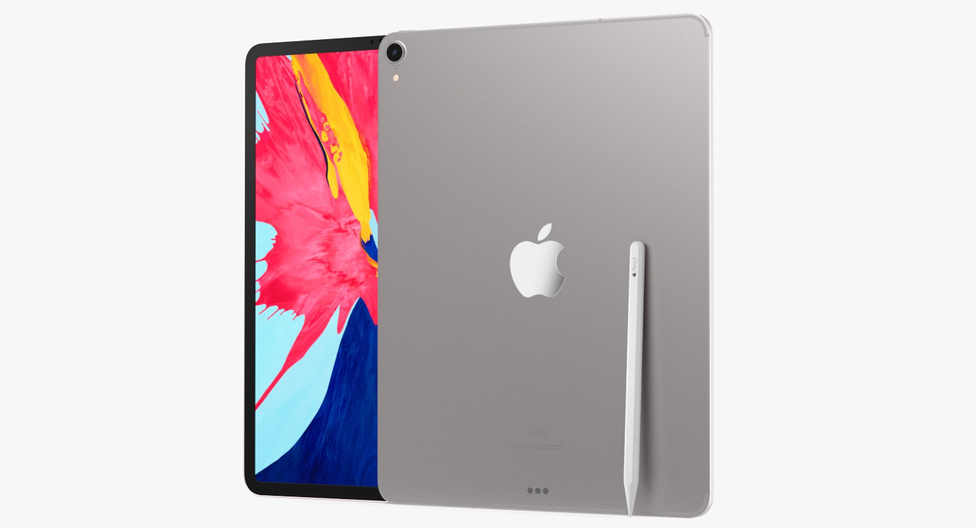 Silver iPad Pro 2019 3D model preview