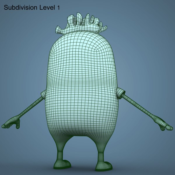 3d low-poly rigged character bean