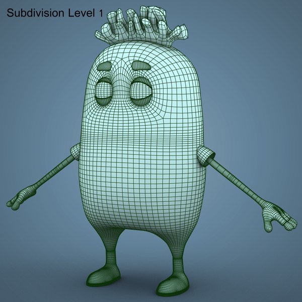 3d low-poly rigged character bean