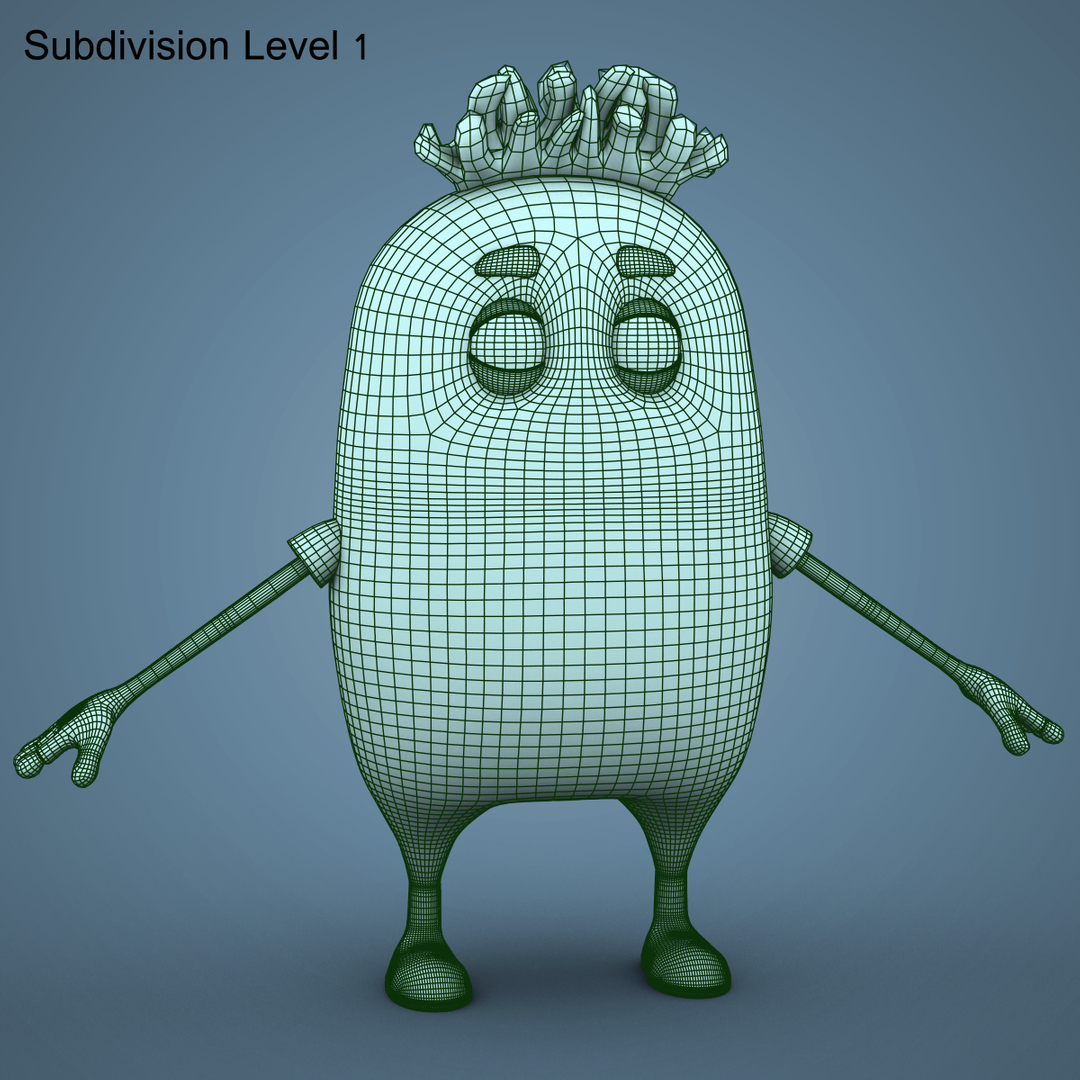 3d low-poly rigged character bean