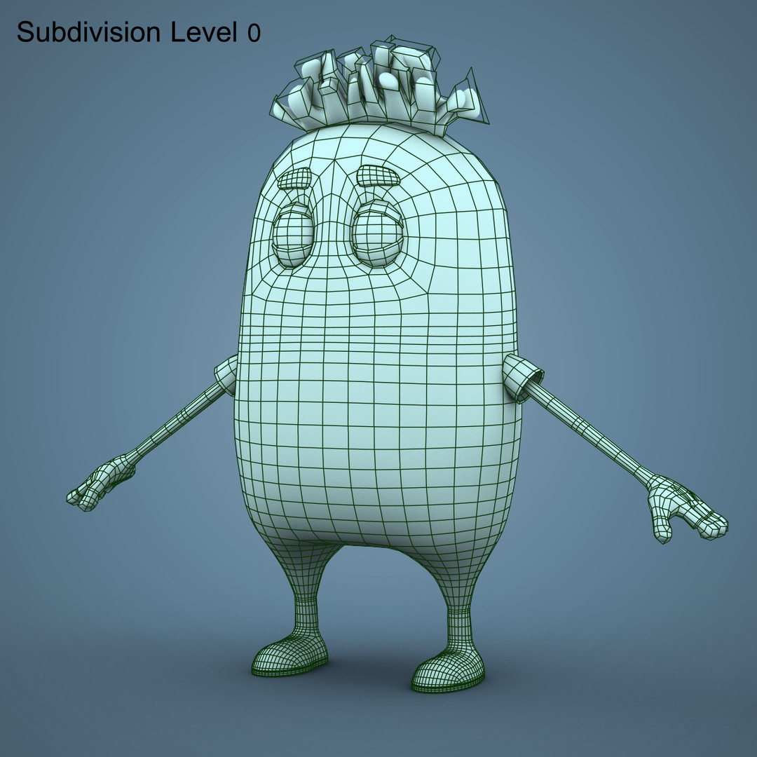 3d low-poly rigged character bean