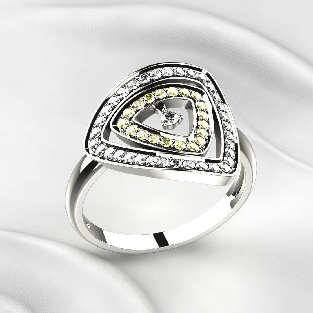 Triangles Fashion Gold Ring Model - TurboSquid 1885228