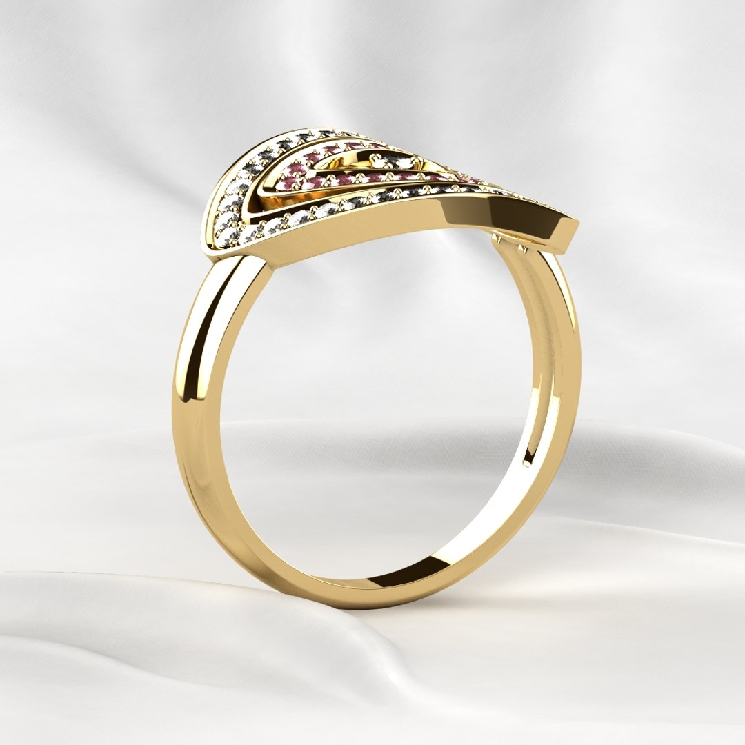 Triangles Fashion Gold Ring Model - TurboSquid 1885228