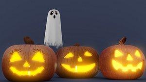halloween pumpkin ghost 3D model