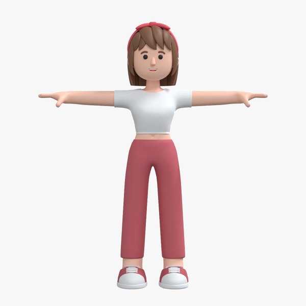 3D Minimal Woman Cartoon Character 02