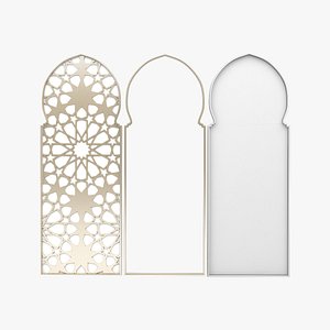 3 Doors in an Arabic Theme With an Opened One