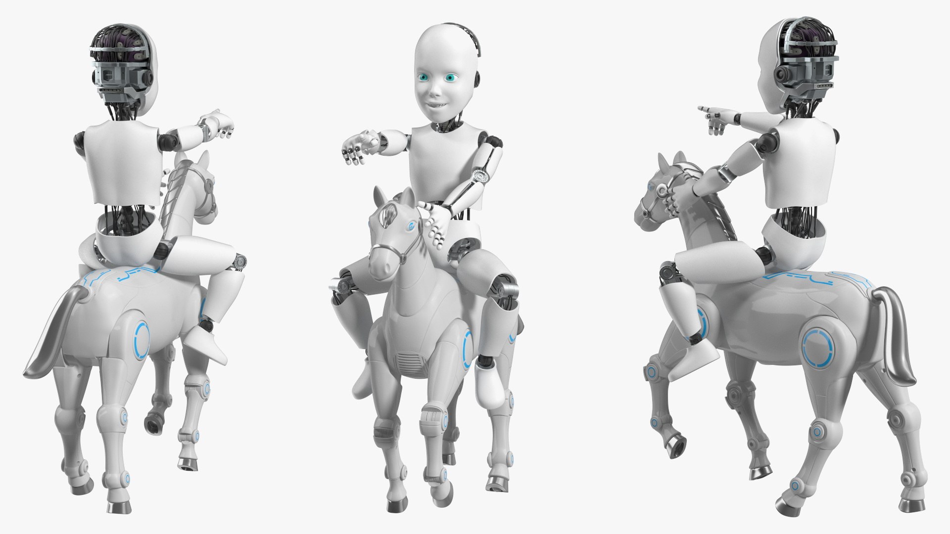 Humanoid Cyborg Child Riding Robotic Horse 3D Model - TurboSquid 2386679