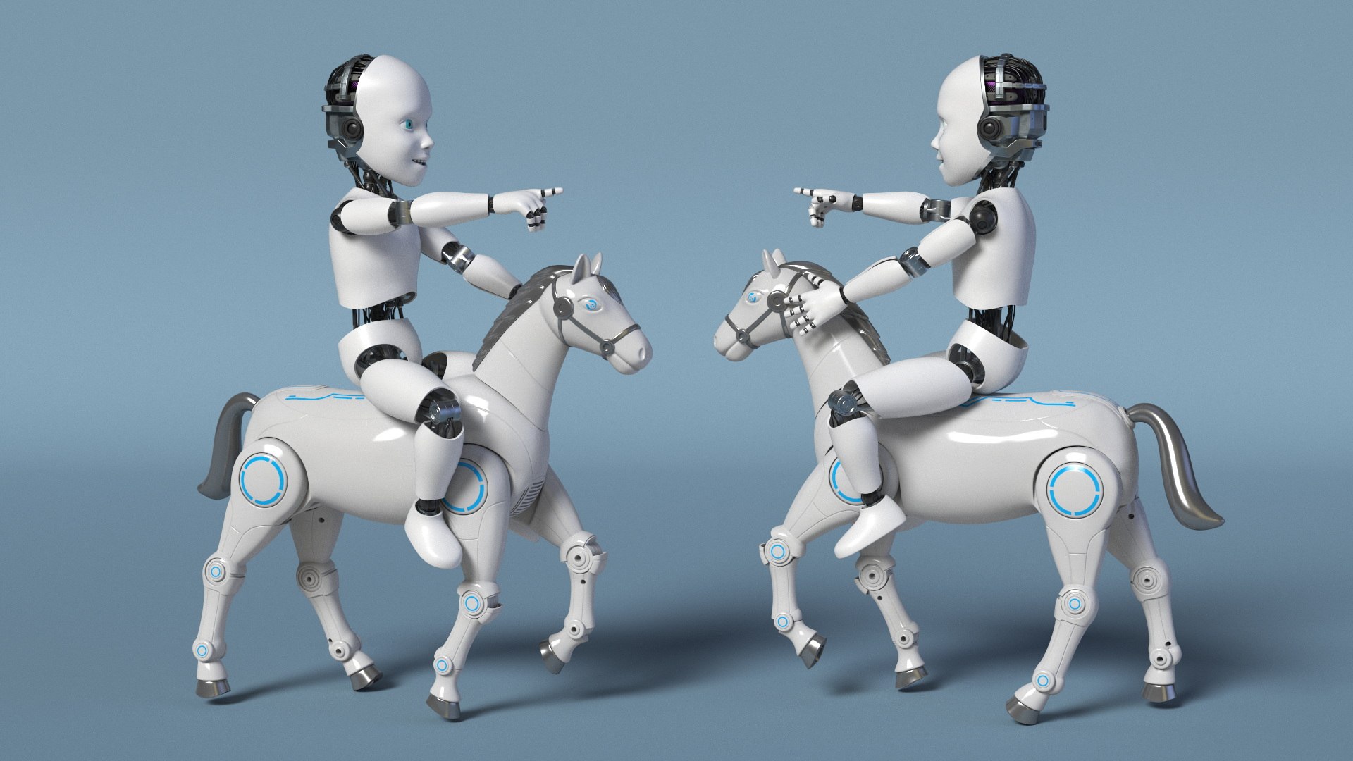 Humanoid Cyborg Child Riding Robotic Horse 3D Model - TurboSquid 2386679