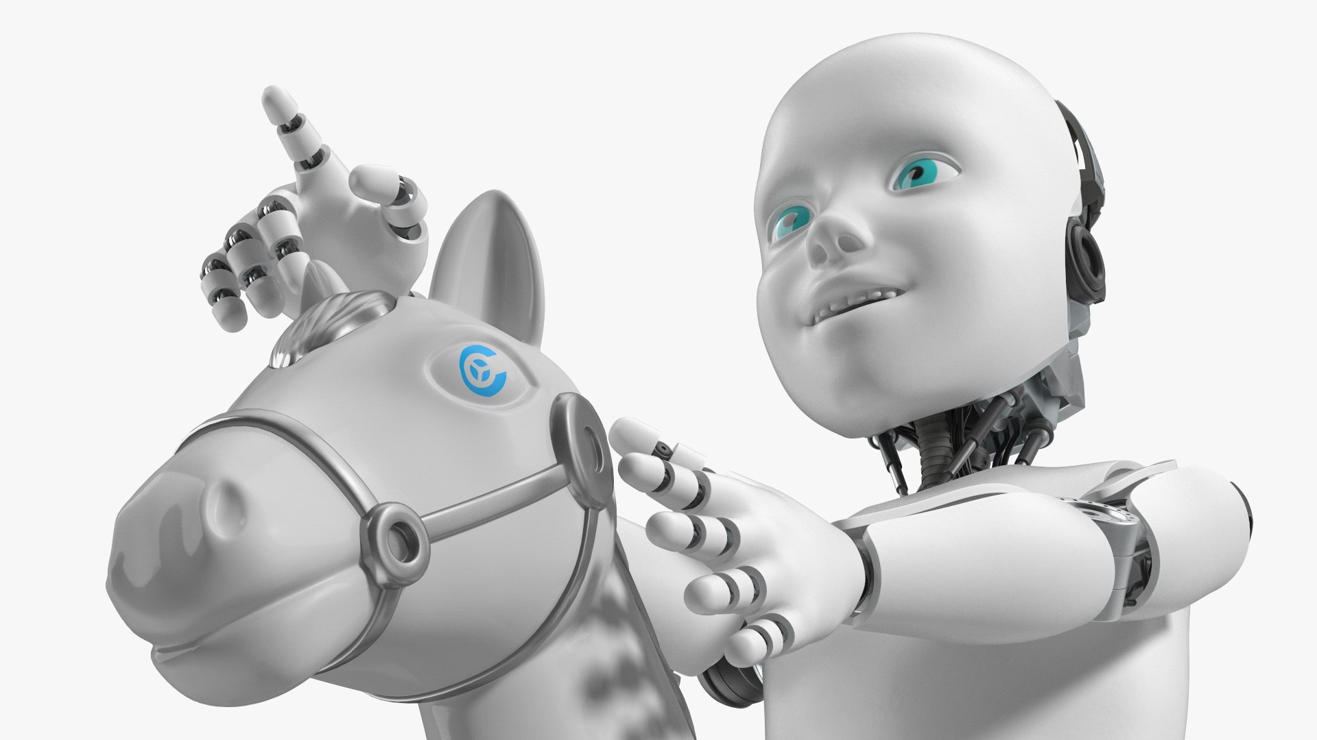 Humanoid Cyborg Child Riding Robotic Horse 3D Model - TurboSquid 2386679